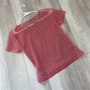 Calvin Klein Top sheer argyle womens Pink (large) vintage party layer edgy